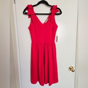 Dex Red Sleeveless V-Neck Midi Dress